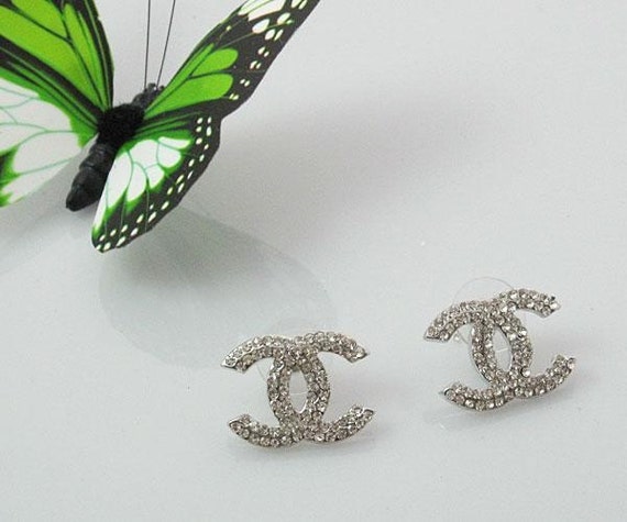 Chanel C.C. Diamond Earrings Large by ROCKINCOUTURE on Etsy