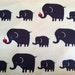 Elephant Fabric in Blue / Gray Cotton Canvas Japanese Import Fabric - 1 Yard