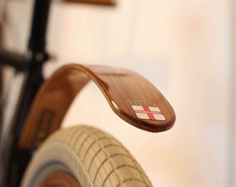 Woody's Chop Chort Rear Teak bike fender. Bicycle fender, fixie bike, splash guard, mud guard, Woody, NYC, urban, cycle