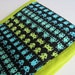 Chartreuse Hand Dyed Burp Cloth with Alien Space Invaders Fabric