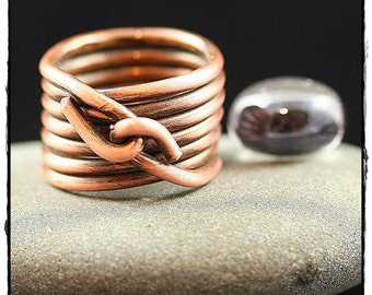 Wire Wrapped Statement Ring Large- Copper- Stacked ring
