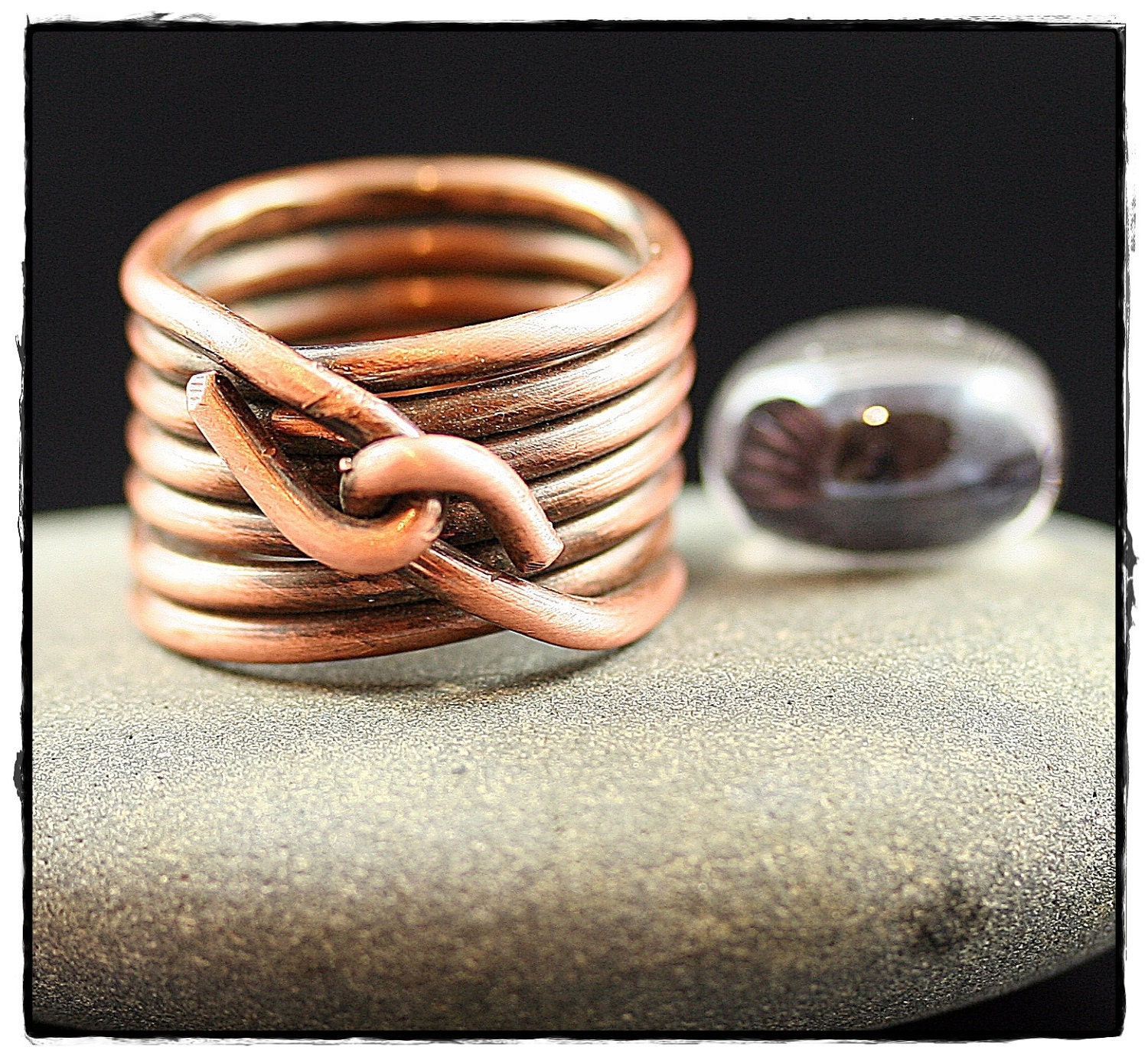Wire Wrapped Statement Ring Large Copper Stacked ring