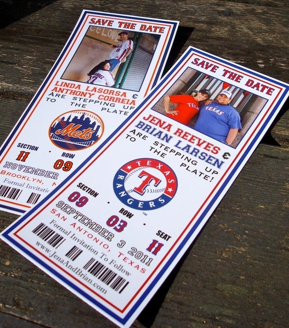 Items similar to Baseball Ticket Save The Date with Photo (Sample