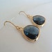 Sapphire blue glass and gold dangle earrings. French wires. Everyday. Bridal. Simple and Gorgeous. NEW ITEM.