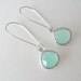 Mint aqua chalcedony aquamarine glass and silver dangle tear shape earrings. Rhodium kidney wires. Everyday. Bridal. Simple and Pretty.