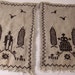 Antique Cross Stitch Graveyard Dark Linen Rustic Hand Work Man and Woman Two Piece ~ epsteam vestiesteam thebestvintage