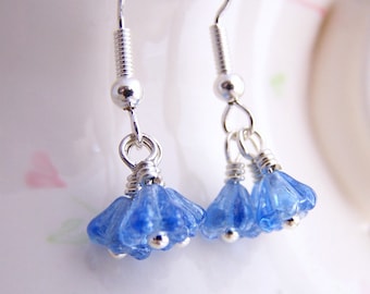 Tiny Blue Flower Earrings inspired by the Flower Fairies dancing in the sky.