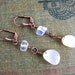 White Stone Earrings with Agate, Moonstone & Copper, wire wrapped