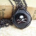 Skull and Crossbones, Pirate Pendant with a Black & White Jolly Roger wire wrapped glass cabochon - Pirate Jewelry skull men