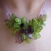 Leafy Purple Flower Necklace, purple flowers & green leaves - inspired by the flower fairies