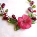 Red Flower Necklace left by the Fairies - Twisted Wire Necklace - garden necklace