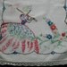 Vintage 1950s Cottage Chic Hand Embroidered Crinoline Lady Dresser Scarf Table Runner