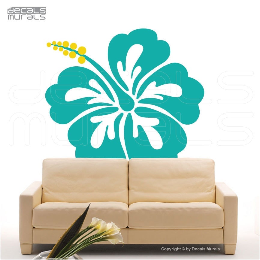 Wall decals HAWAIIAN FLOWER HIBISCUS Large vinyl decor