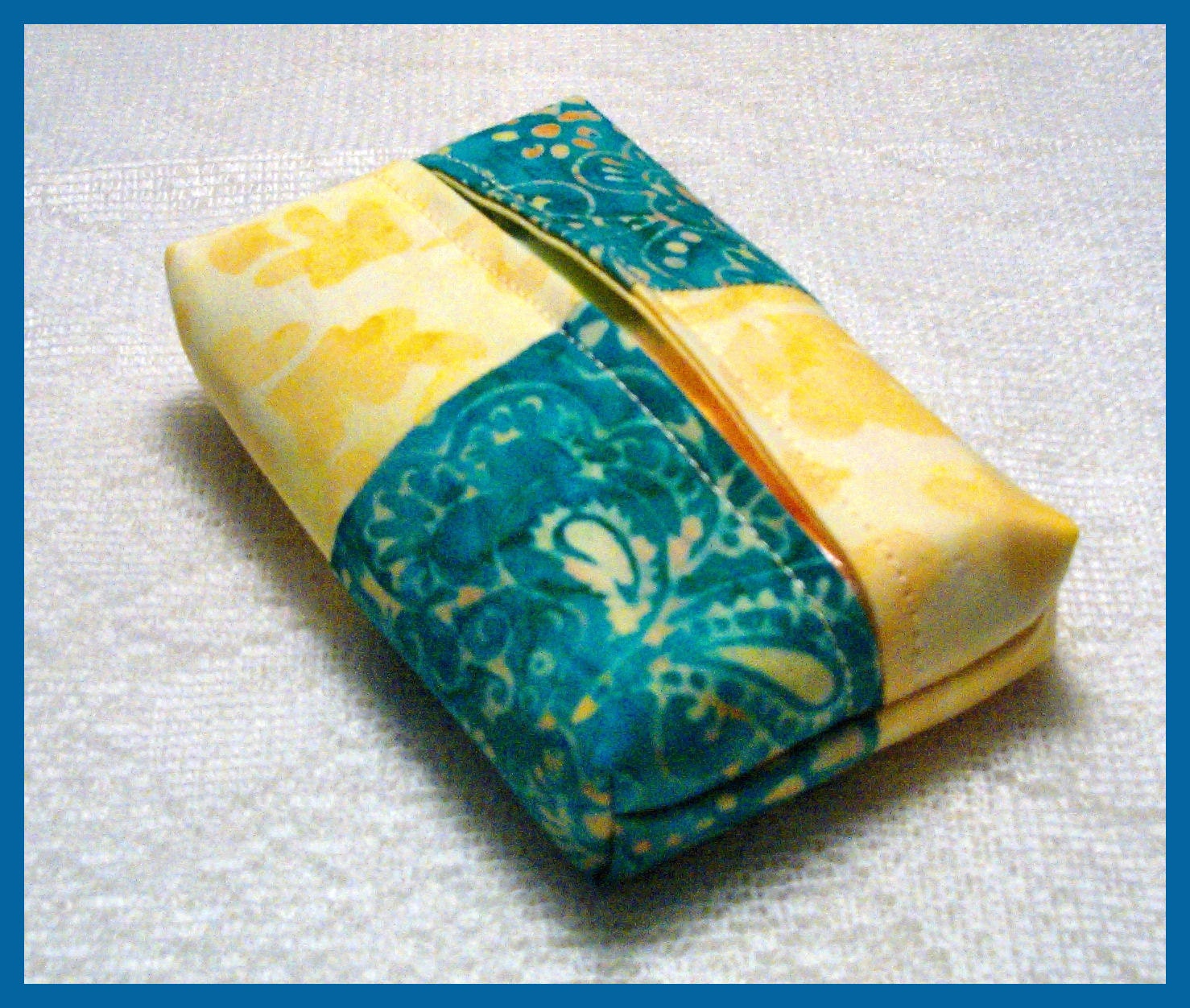 Purse Size Travel Tissue Holder Handmade with Green/Yellow