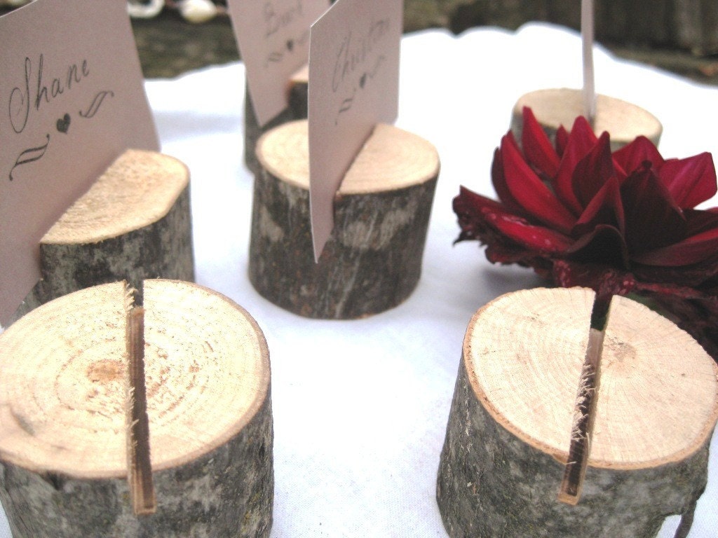 75 round natural wood place card holders From a by thisfineday