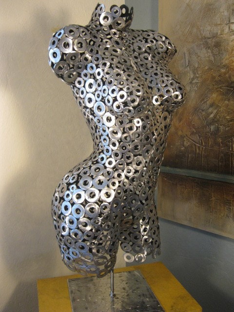 Abstract metal Torso Sculpture by Holly Lentz