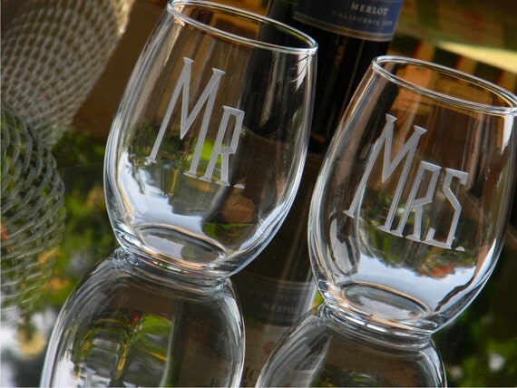 21oz Mr And Mrs Stemless Wine Glasses Set Of 2