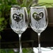Set of 2 Carved Tree Trunk Wine Glasses with Heart and Initials