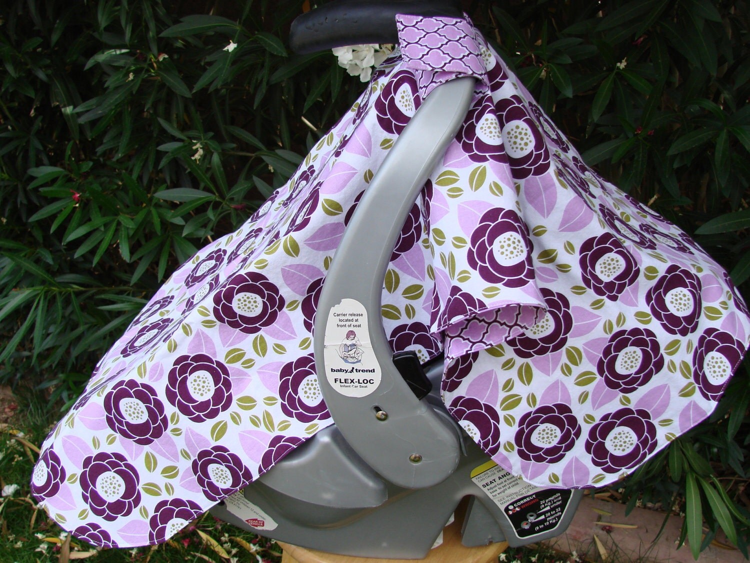 Purple Minky Baby Car Seat Canopy Cover Purple White Girls Shower Gift Christmas