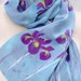 Hand dyed painted silk crepe scarf Rainy Iris
