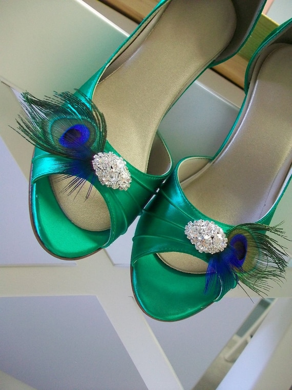 Items similar to Wedding Shoes  Emerald  Green Peacock 