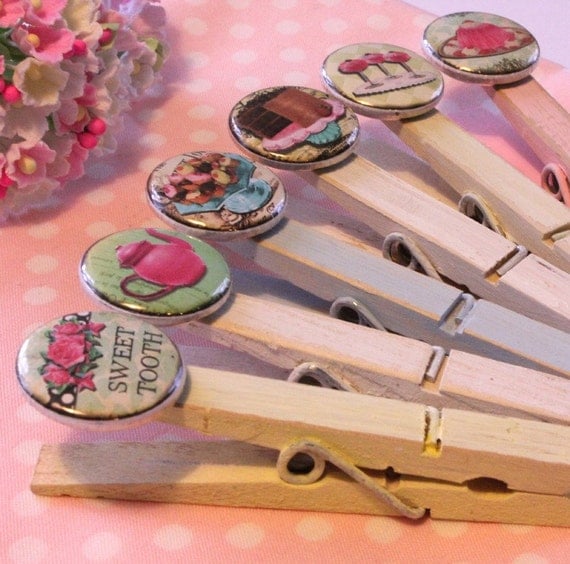 Bakery Treats with Chocolate CAKE ClothesPins by thecottagemarket