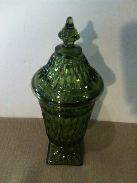 Vintage Green Candy Dish with Lid by PoisonAppleVintage on Etsy
