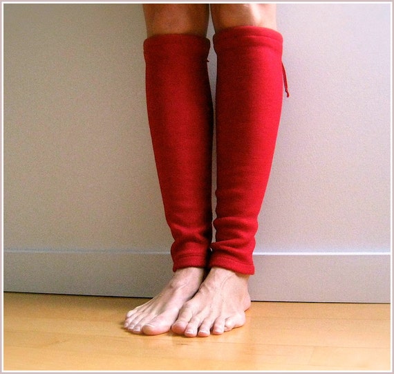 Recycled Fleece Leg Warmers / Red Sparkle / Women / Eco