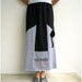 Long Recycled T Shirt Skirt / Straight / Black Heather Gray / Cotton / Soft / Tee Flower / Patchwork / Color Block / ohzie
