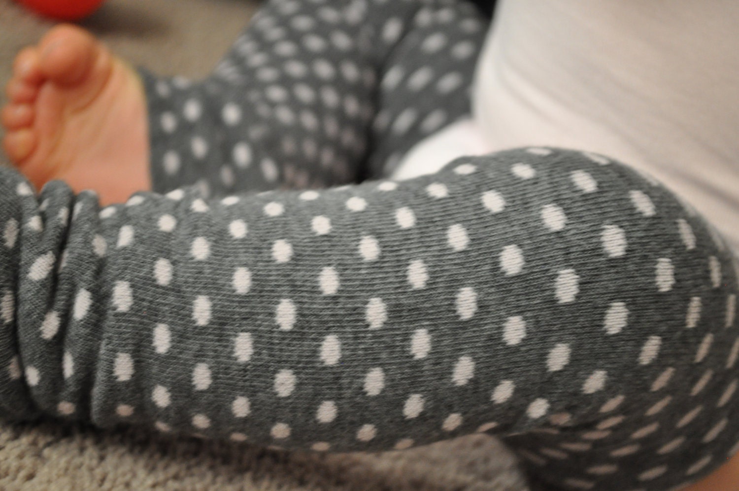 Baby Leg Warmers in Pink and Gray Polka Dots