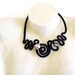 Crochet Necklace Free Form Labyrinth Black Silver