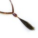 Tribal Jewelry Set Crochet Necklace Stone Feather Pendant Fringe Earrings