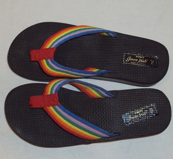 rainbow platform flip flops