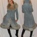 60s 70s long grey suede sheepskin fur trimmed womens princess coat AMAZING
