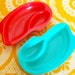 Set of 4 Atomic Red Turquoise Space Age Plastic Bowls