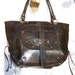 Handcrafted artisan genuine leather tote handbag shoulder bag Evrah in dark brown fits a 17 inches laptop