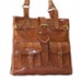 Handcrafted artisan genuine leather handbag tote shoulder cross-body bag Orea in tan