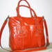 Glossy Orange Leather Tote / Shoulder / Crossbody / Bag / Lea, fits a 13" laptop/ Sale