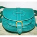TURQUOISE LEATHER PURSE. Cross body Bag - Messenger/ Goldmann S