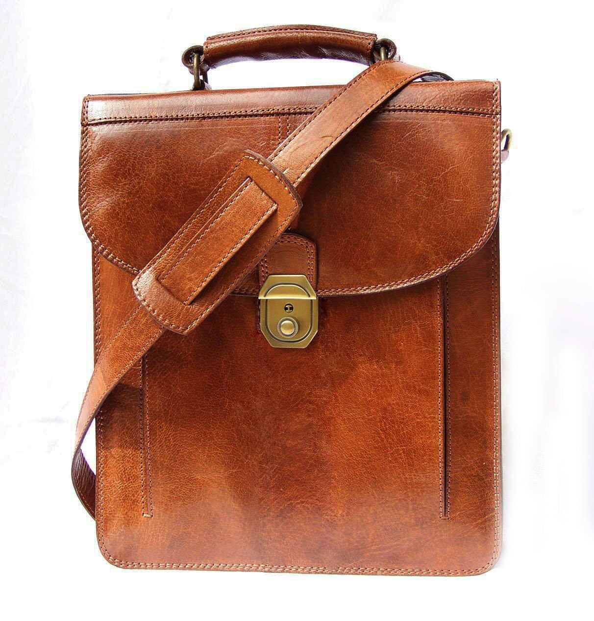 Tan Leather Cross-body Bag Handbag Messenger Shoulder Bag Elie