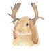 Rabbit Watercolor Painting - Original Bunny Art, Nursery Art, Moose Antlers, 8x10