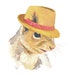 Squirrel Watercolor - Original Squirrel Illustration, Fedora Hat, Animal Art, Humor, 8x10