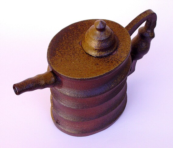 Oil drum tea pot salt fired by anartfulhouse on Etsy