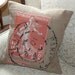Pillow cover French Script and burlap "Postage Stamp Red" Pillow Slip