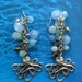 Silver Octopus Earrings with Sea Glass Bubbles