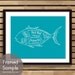 Tuna Fish Butcher Diagram - Art Print (Featured in Oceanic Blue) (Buy 3 and get One Free)