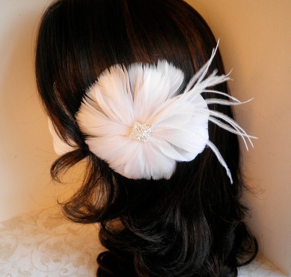 White Wedding weddings hair accessory Bridal by PeacockPixys