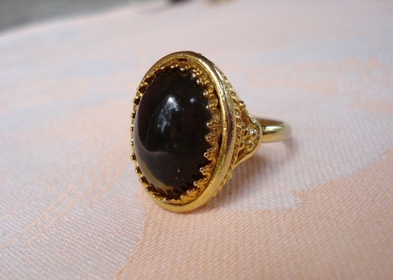 Vintage Ornate Gold Mood Ring Adjustable Chunky 1970