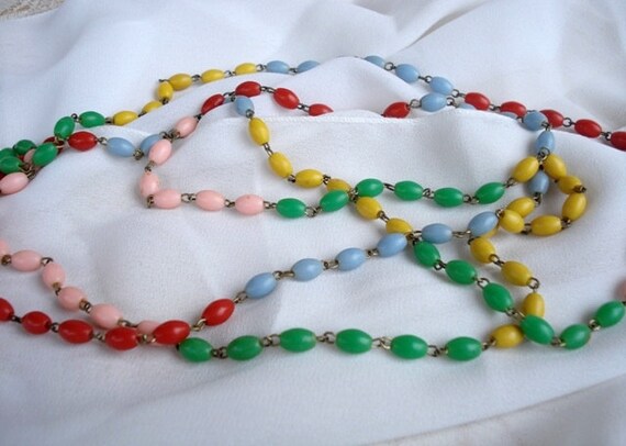 Vintage Long 45 Hippie Love Beads Necklace by FlossysTreasures