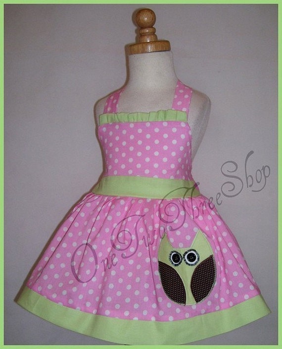 Custom Boutique Clothing Owl Princess Halter Dress